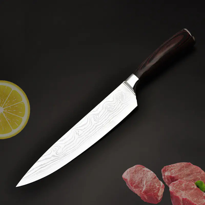 Damascus Pattern Chef Knife for Western Cuisine