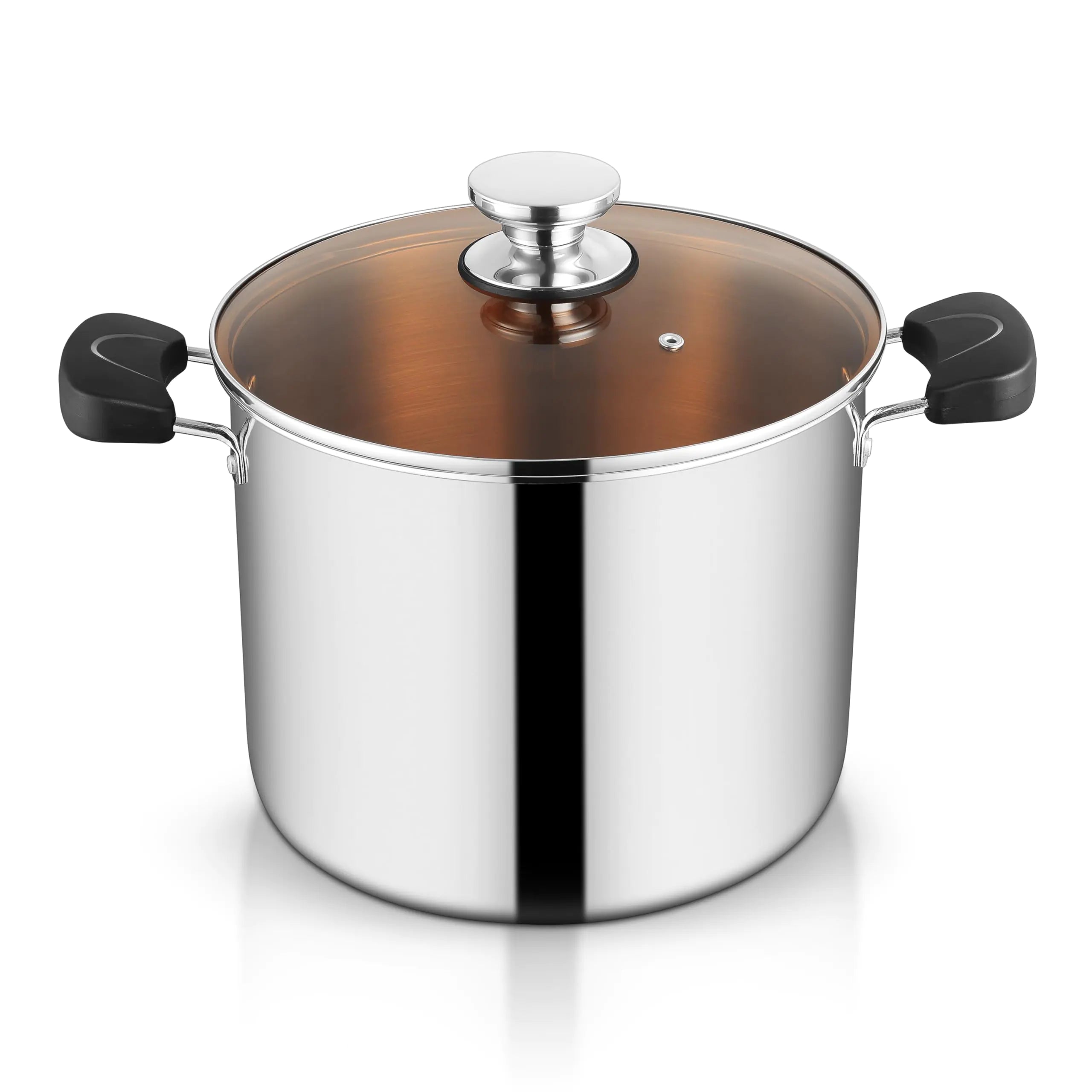 TeamFar Stock Pot with Lid 12QT Stainless Steel Tri-ply Cooking Pot