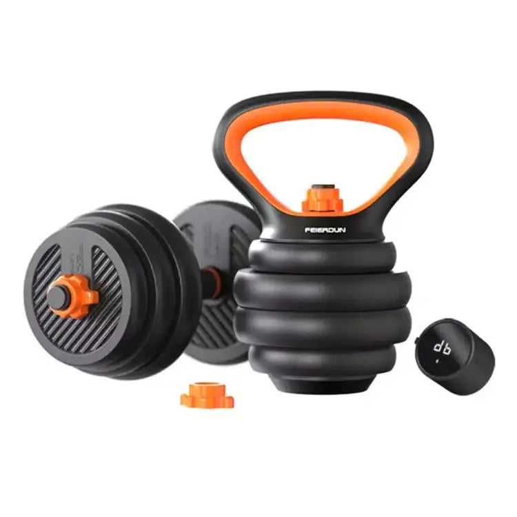 Rubberized Household Dumbbell w/ Removable Barbell