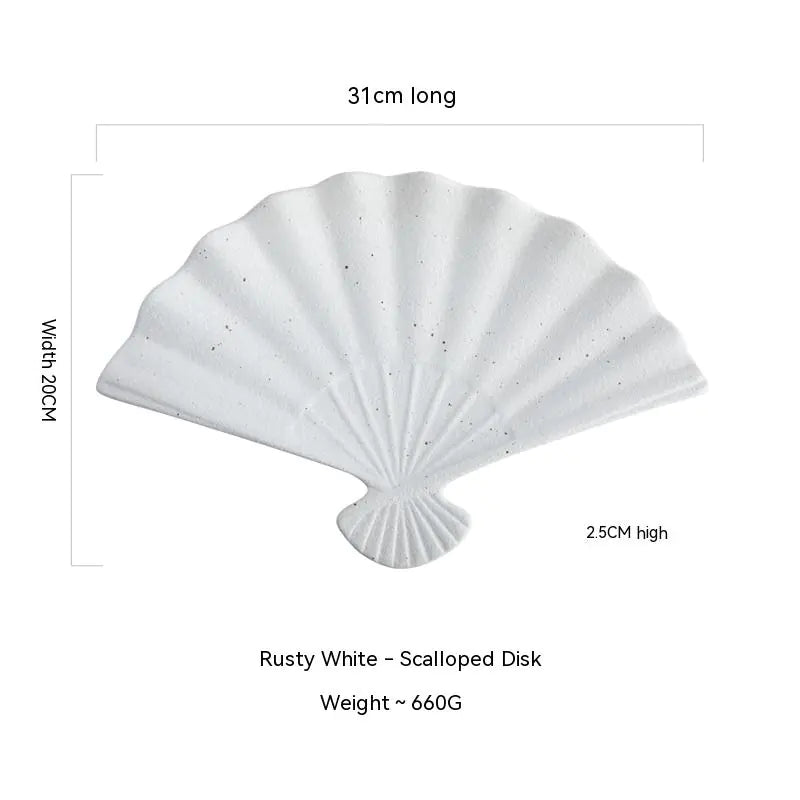 Japanese Ceramic Sushi Fan-Shaped Meal Plate