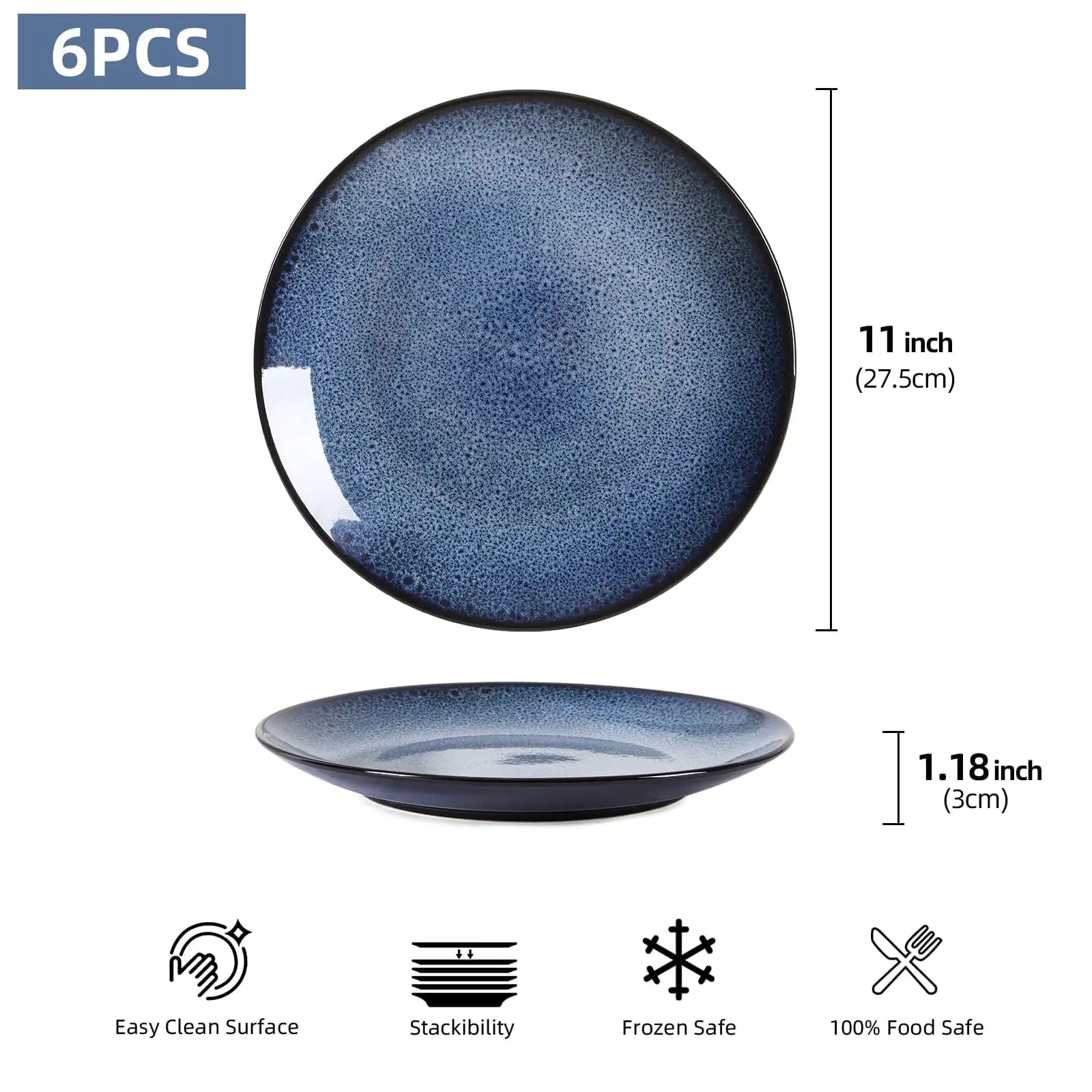 Bleu Steak Plate Set