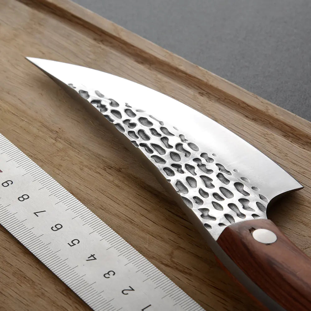 Hammered Curved Knife Set for Butchering and Cooking