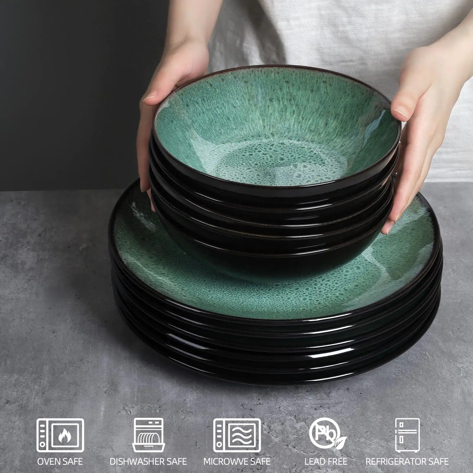 Emerald Steak Plate Set