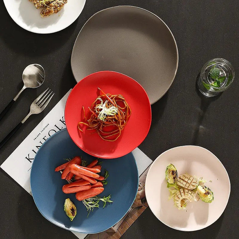 Matte Ceramic Plate Set for Salad and Steak