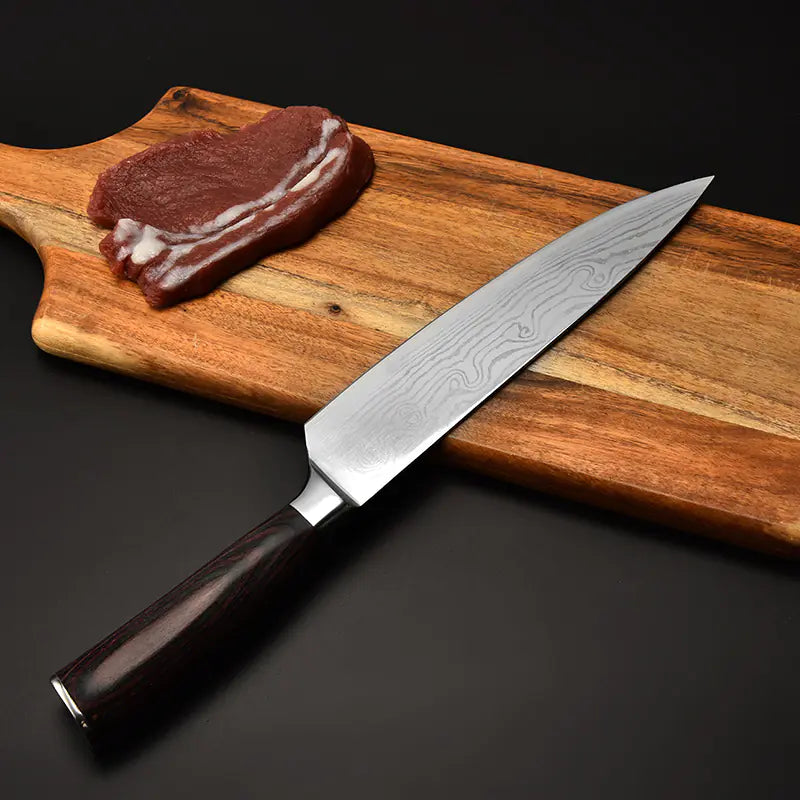 Damascus Pattern Chef Knife for Western Cuisine