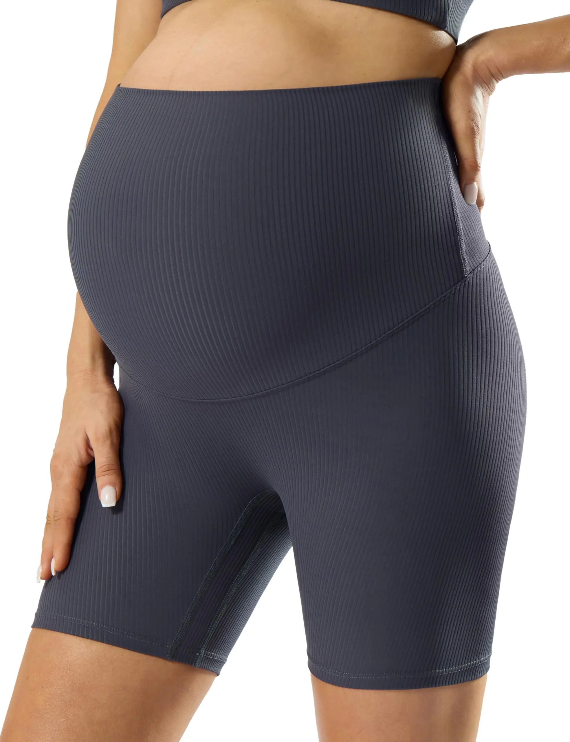 Ribbed Maternity Biker Shorts