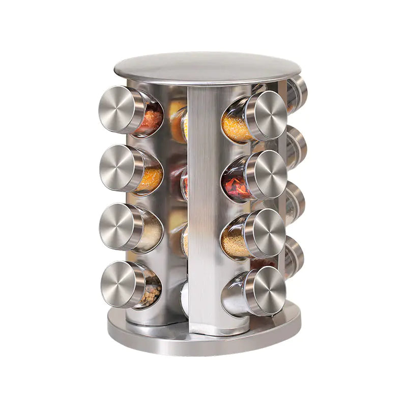 Stainless Steel Glass Rotary Seasoning Can Set