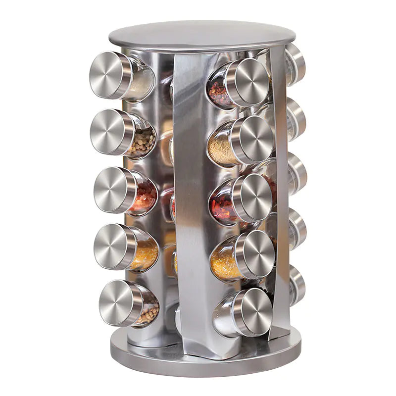 Stainless Steel Glass Rotary Seasoning Can Set