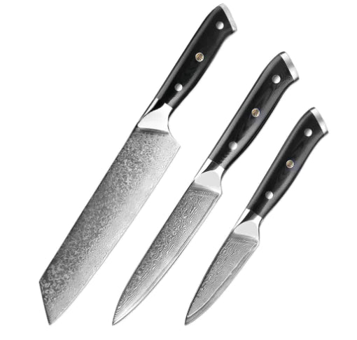 Elegance Nero 7-Piece Damascus Knife Set (One Set)