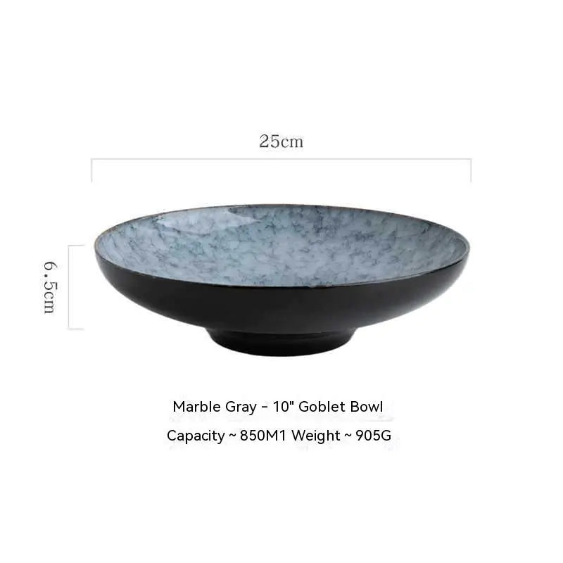 Ceramic Salad Bowl with Bamboo Hat Design