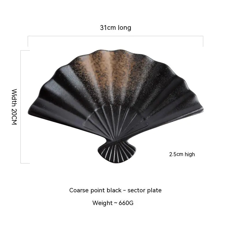 Japanese Ceramic Sushi Fan-Shaped Meal Plate