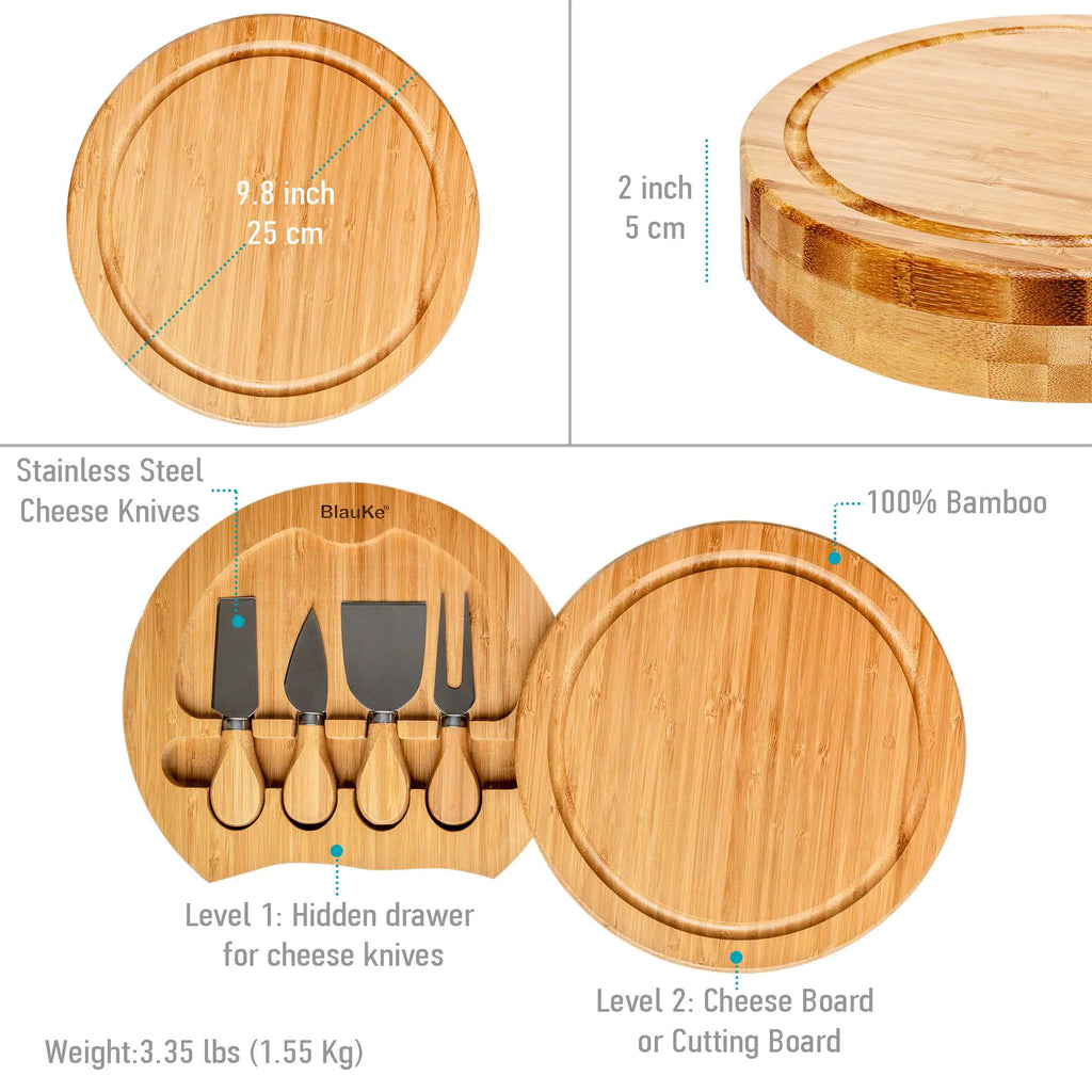 Bamboo Cheese Board and Knife Set