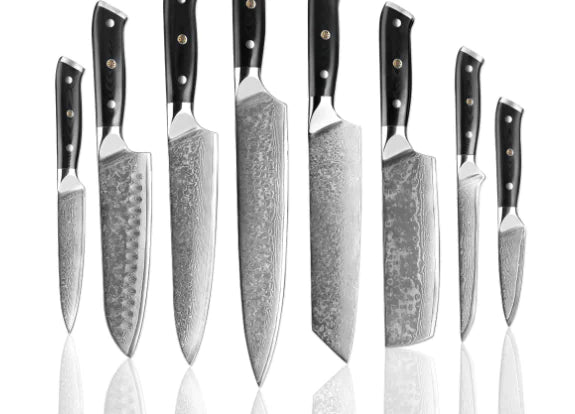 Elegance Nero 7-Piece Damascus Knife Set (One Set)