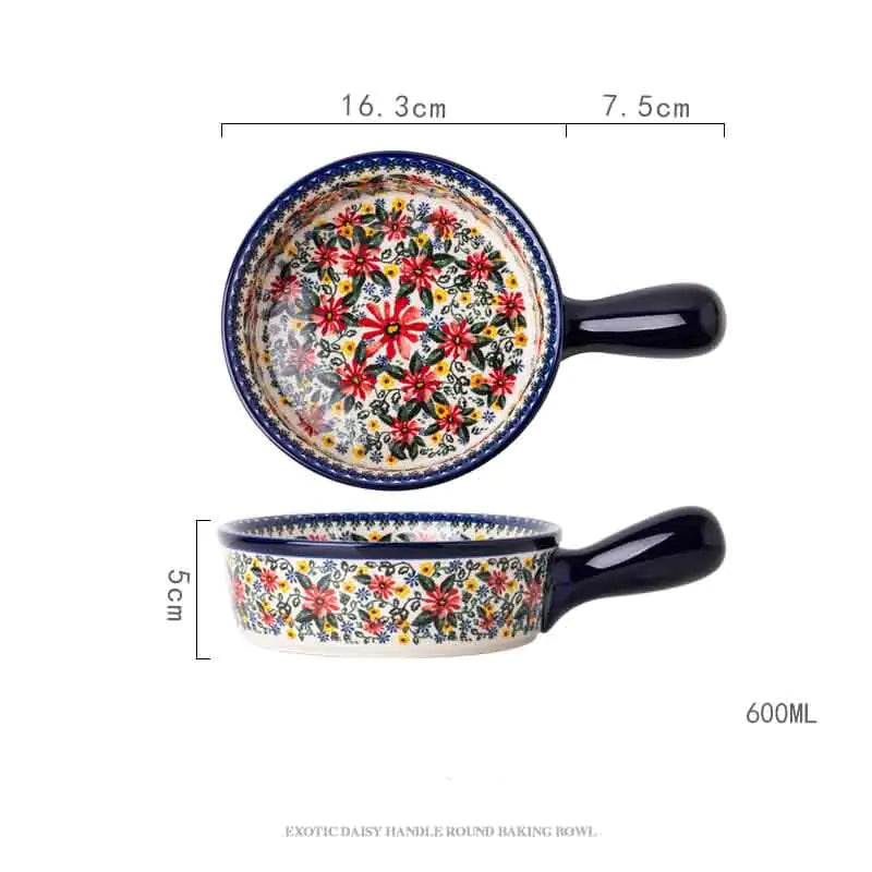 Ceramic Handle Binaural Soup Bowl for Oven & Microwave