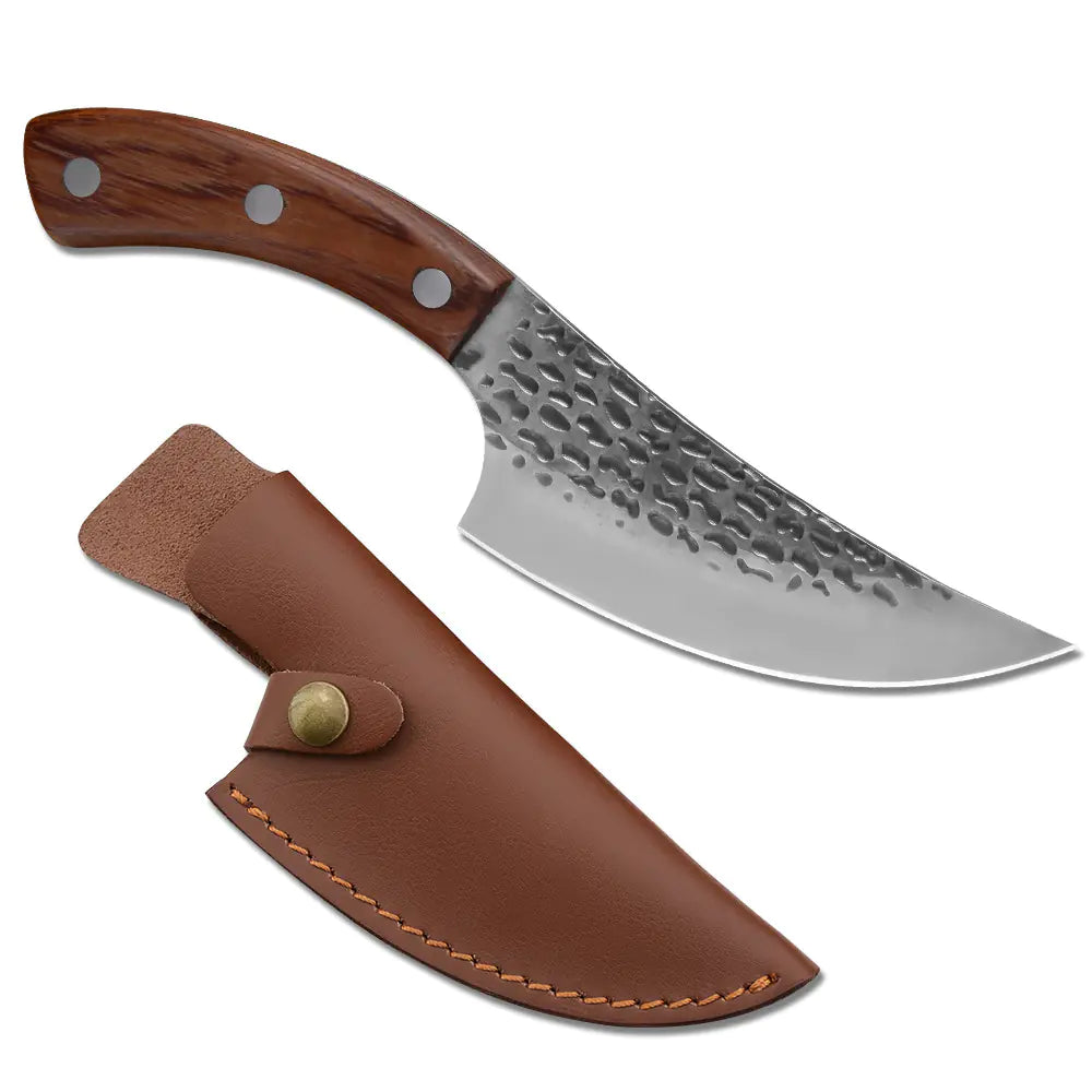 Hammered Curved Knife Set for Butchering and Cooking
