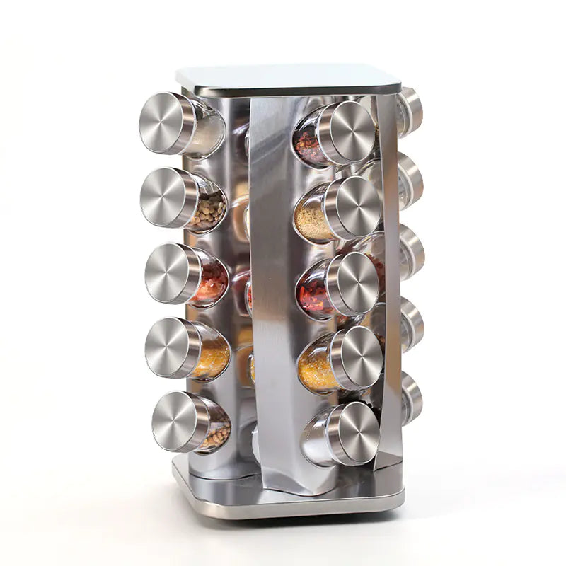 Stainless Steel Glass Rotary Seasoning Can Set