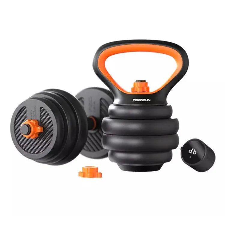 Rubberized Household Dumbbell w/ Removable Barbell