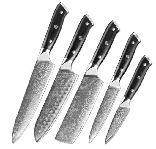Elegance Nero 7-Piece Damascus Knife Set (One Set)