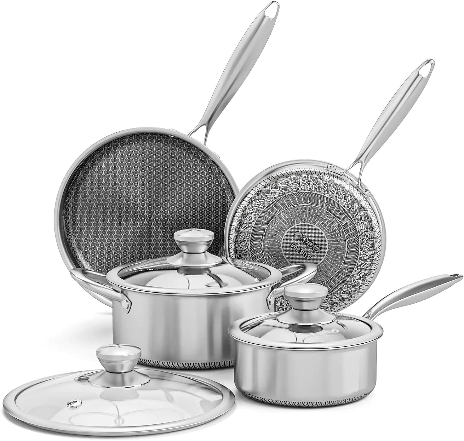 AuFranc® Hybrid Nonstick Stainless Steel Pots and Pans Set